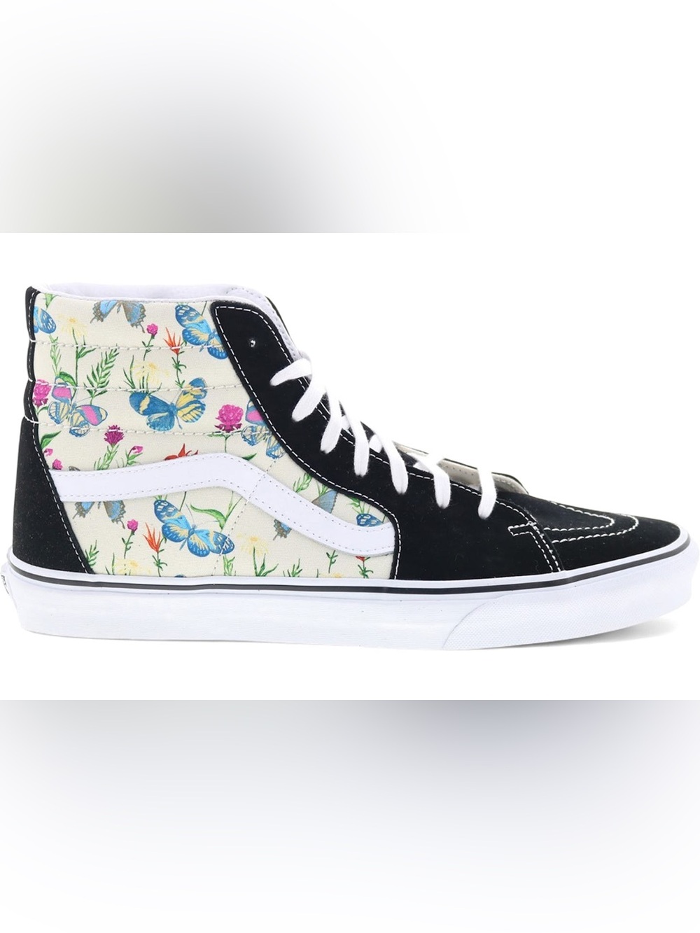 Vans High-Top Sneakers in Black with Floral & Butterfly Print fairy whimsical